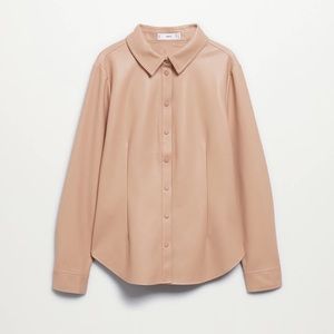 MANGO WOMEN’S DAUX-LEATHER STRAIGHT SHIRT CAMISA SIZE:S